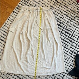 1. STATE Cream A-Line Midi Skirt with Ruched Detail